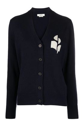 Intarsia-logo V-neck cardigan MARANT ETOILE | CA0008FAA1X05E30MI